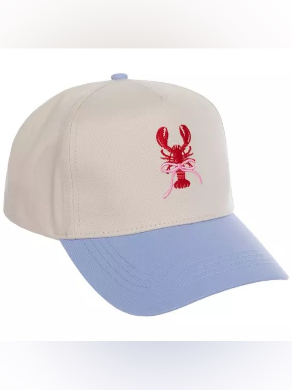Two-Tone Lobster Hat with Bow design - Cream & Light Blue
